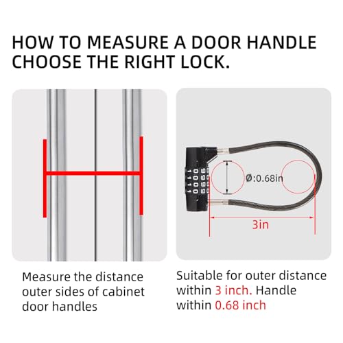 Combination Lock Cable Lock with 4 Digits Cabinet Lock with 3.5" Cable Length Twist 3.5" Length Durable Cable Ideal for lockers, Gym, Toolbox, Case Small Size (3.5") - size: 3.5" Black