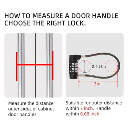 Combination Lock Cable Lock with 4 Digits Cabinet Lock with 3.5" Cable Length Twist 3.5" Length Durable Cable Ideal for lockers, Gym, Toolbox, Case Small Size (3.5") - size: 3.5" Black