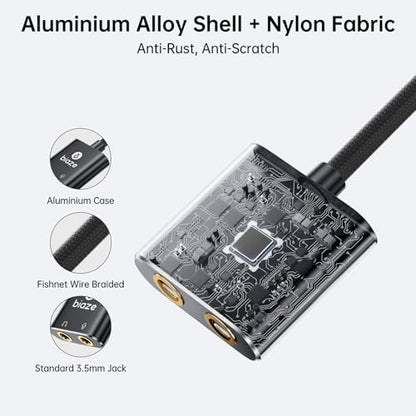 USB C to 3.5mm Jack Audio Adapter External Sound Card with 3.5mm Headphone and Microphone TRS Jack to USB C Compatible with Windows, Laptops, Desktops Windows, MAC, Linux, PC, PS5, PS4 - color: B-Black