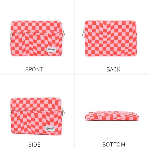 Canvaslife Pattern 13 inch Canvas Laptop Sleeve with Pocket 13 inch 13.3 inch Laptop 13 case13 Sleeve (Pink Check) - color: Pink Check, size: 13 inch/13.3 inch