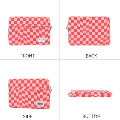 Canvaslife Pattern 13 inch Canvas Laptop Sleeve with Pocket 13 inch 13.3 inch Laptop 13 case13 Sleeve (Pink Check) - color: Pink Check, size: 13 inch/13.3 inch