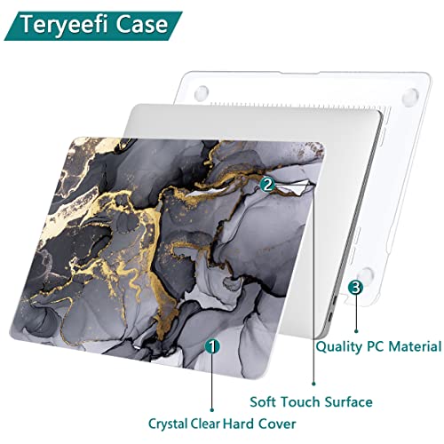 Teryeefi Compatible with MacBook Pro 13 inch Case M1 M2 Chip A2338 A2289 A2251 A2159 A1989 A1706, Plastic Hard Shell & Keyboard Cover for 2016-2020 2022 MacBook Pro 13 Touch Bar,Gray Marble - color: Gray Marble