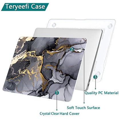 Teryeefi Compatible with MacBook Pro 13 inch Case M1 M2 Chip A2338 A2289 A2251 A2159 A1989 A1706, Plastic Hard Shell & Keyboard Cover for 2016-2020 2022 MacBook Pro 13 Touch Bar,Gray Marble - color: Gray Marble