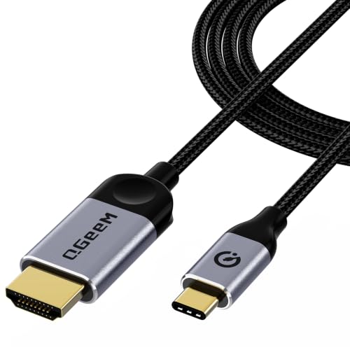 QGeeM USB C to HDMI Cable Adapter 10Ft 4K, USB Type C to HDMI Thunderbolt 3/4/5 Compatible for iPhone17/16/15 pro,Galaxy,MacBook Pro/air/neo,IPad pro,Surface,Dell XPS,HP,Thinkpad,Pixelbook,and More - size: 10Ft
