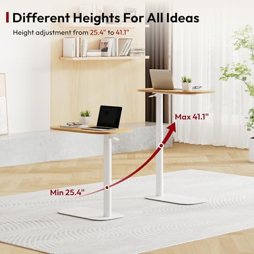 SANODESK 24''Pneumatic Adjustable Overbed Bedside Table with Hidden Casters | Medical Mobile Side End Table Laptop Computer Standing Desk Cart with Tray, Hospital and Home Use(23.6" W x 13.8" D,Maple) - color: Maple, size: Xsmall