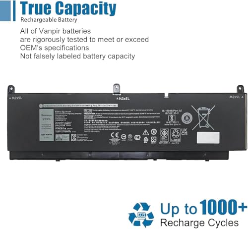 PKWVM Laptop Battery Replacement for Dell Precision 7550 7750 7760 7560 Series C903V CR72X 0CR72X 0447VR 068N03 11.4V 7922mAh 95Wh - size: 11.14*2.95*0.37 inch PKWVM