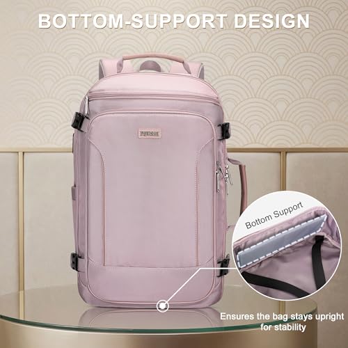 Travel Backpack Carry On Everyday Laptop Backpack Fits 16" Laptop | Flight Approved Luggage Backpack for Men Women, Suitcase-Style Main Pocket, Laptop Compartment, USB Port, for Travel, Daily - color: Ashen Purple