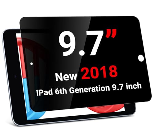 ZOEGAA Privacy screen Protector for iPad 6th 5th Generation (9.7 inch 2018/2017 & iPad Air 2), Anti Blue Light Glare Spy Private Filter - color: black, size: iPad 9.7 inch 2018