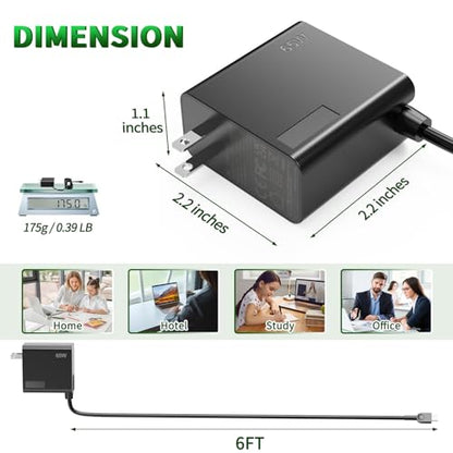 65W USB-C Wall Laptop Charger Compatible with Lenovo ThinkPad ThinkBook Yoga Chromebook IdeaPad Series