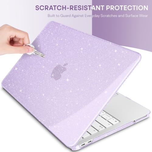 May Chen Compatible with MacBook Neo 13 inch Case 2026 Model A3404, Plastic Hard Shell,Keyboard Cover,Screen Protector,Dust Plug, for MacBook Neo 13" with A18 Pro Chip, Glitter Purple - color: Glitter Purple