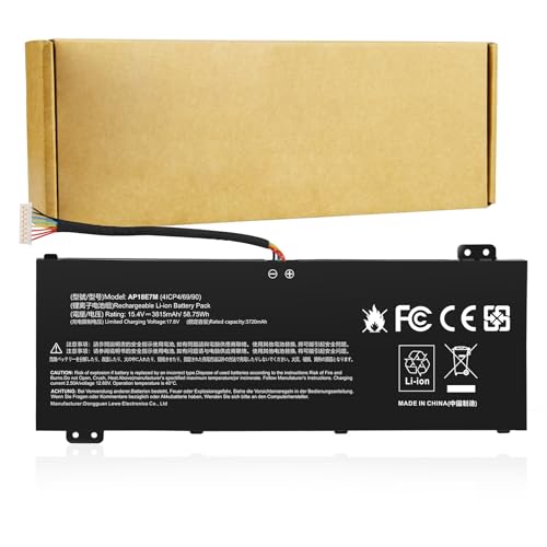 AP18E7M Battery for Acer Nitro 5 AN515-44 Nitro 7 AN715-51 Nitro 5 AN515-54 AN517-51，Predator Helios 300 PH315-52 PH317-53,Aspire 7 A715-74G,AP18E8M 4ICP4/69/90 4ICP4/70/88 KT.00407.009 KT00407009 - size: AP18E7M 9.76 5.04 0.67