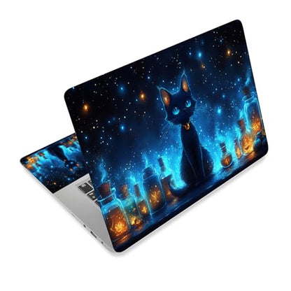 Universal Laptop Skin Sticker Decal,15.6 Inch Laptop Vinyl Cover for 13" 14" 15.6" Laptop,Scratch-Resistant Waterproof Protector Wrap,Reusable with Wrist Pads,Cosmic Witch Cat Potions - color: Cosmic Witch Cat Potions