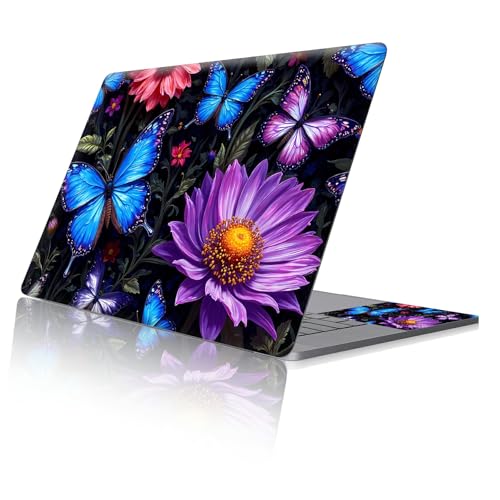 Reusable Universal Laptop Skin Sticker, Cut to Fit for 11.6–15.6 Inch Laptops, Waterproof Protective Film, No-Residue - Butterfly Flowers - color: Butterfly Flowers