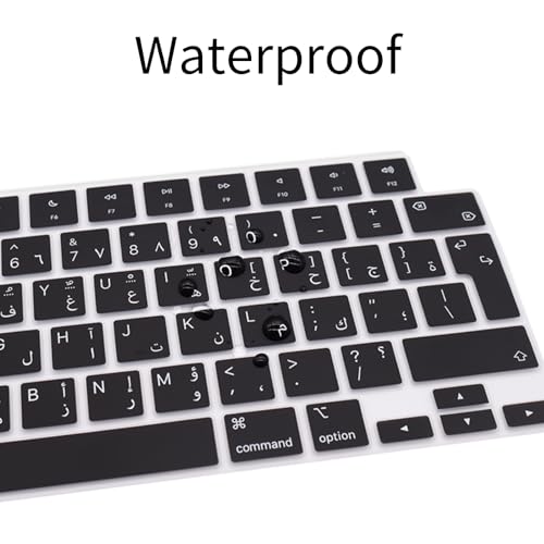 HRH Arabic Keyboard Cover for MacBook Air 13”15"(M5-M2)&Pro 14”16"(M5-M1) | EU,Black,Silicone Protective Skin,2026-2021,A2442 A3428,Neo 13"A18,Precise Fit,Dust Proof,Waterproof,Durable,Laptop Accessory - color: Arabic new