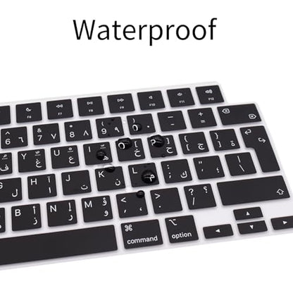 HRH Arabic Keyboard Cover for MacBook Air 13”15"(M5-M2)&Pro 14”16"(M5-M1) | EU,Black,Silicone Protective Skin,2026-2021,A2442 A3428,Neo 13"A18,Precise Fit,Dust Proof,Waterproof,Durable,Laptop Accessory - color: Arabic new
