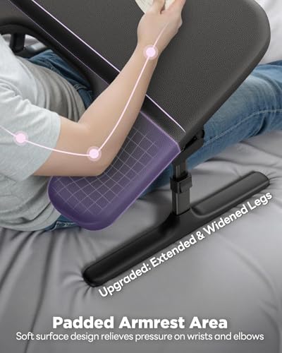 SAIJI Laptop Lap Desk for Bed & Couch with Soft Armrest, Bed Desk Table | Ergonomic Curved Design, Soft Padded Armrests, Height & tilt angles Adjustable, Foldable & Versatile Surface - color: Black