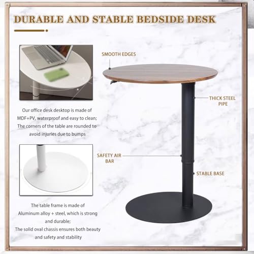 Large Creative Oval Laptop Table, Household Simple Standing Table, Height Adjustable Sofa Desk, Side Desk for Office Home Bedroom Use(Brown) - color: Brown