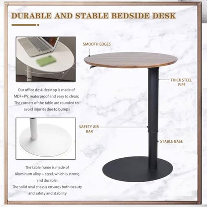 Large Creative Oval Laptop Table, Household Simple Standing Table, Height Adjustable Sofa Desk, Side Desk for Office Home Bedroom Use(Brown) - color: Brown