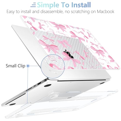 MEEgoodo Case for MacBook Pro 16 inch 2026 2024 2023 2021,Laptop Shell Compatible with M5 M4 M3 M2 M1 Pro/Max Chip,Fit Model A3429/A3428/A3403/A3186/A2991/A2780/A2485,White Polka Dots&Cute Bows - color: White Polka Dots&Cute Bows