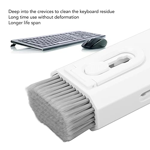 8 in 1 Phone Cleaning Brush, Detachable Hook and Hoop, Deep Crevice Cleaning, Built in Key Puller, for Headset, Earbuds, Tablet, Keyboard, Laptop, with Push Pull Tool (White) - color: White