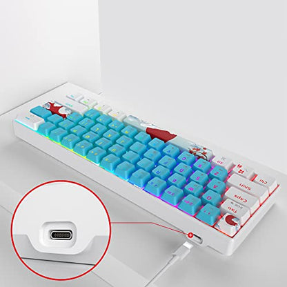 60% Mechanical Keyboard - Compact 60% Gaming Keyboard, RGB Backlit, 61 Keys, USB Wired for Windows Mac Laptop PC (61 Blue/Blue Switches) - color: 61 Blue/Blue Switch