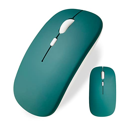 Wireless Bluetooth Mouse for iPad/MacBook Pro/Air/Laptop/pc Rechargeable Silent Mouse Portable Slim for Surface Pro/Lenovo/Samsung Tablet (Jade Green) - color: Jade Green