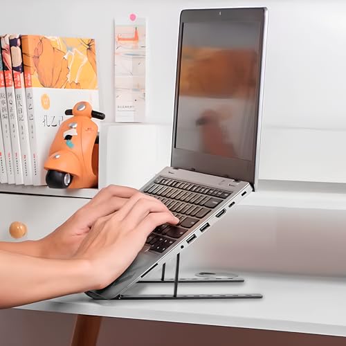 Foldable Aluminum Laptop Stand – 7-Level Adjustable Riser for Desk, Sturdy & Lightweight Holder for 9''-15.6'' Laptops, Perfect for Home, Office & Travel