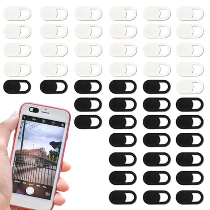 50PCS Webcam Cover Slide, 0.023 Inch Ultra-Thin Universal Web Camera Cover for Laptop, Computer, Phone–Secure Privacy with Smooth-Sliding Camera Cover(Black+White) - color: Black+White