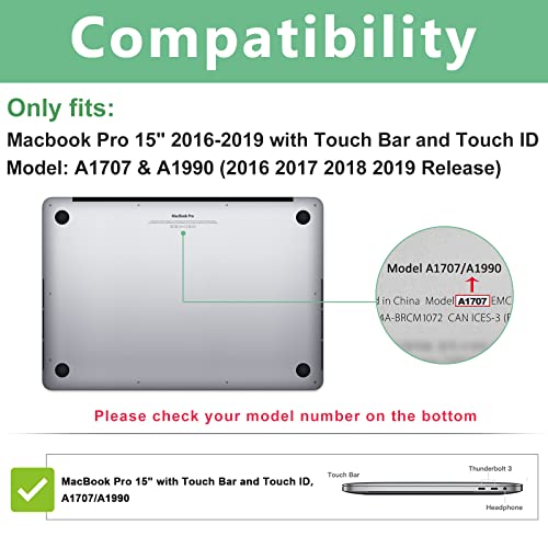 ProCase Hard Shell Case and Keyboard Cover for MacBook Pro 15 -Crystal | for MacBook Pro 15" 2019 2018 2017 2016 A1990/A1707 with Touch Bar - color: Crystal