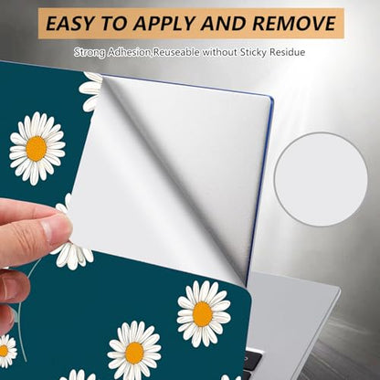 Laptop Skin Sticker for 12.1”-15.6“ Laptops (Fits 13”, 13.3”, 14”, 15”, 15.4”) | Protective Universal Reusable Vinyl Art Decal Cover | Waterproof & Scratch-Resistant-White Daisies on Dark Teal - color: White Daisies on Dark Teal
