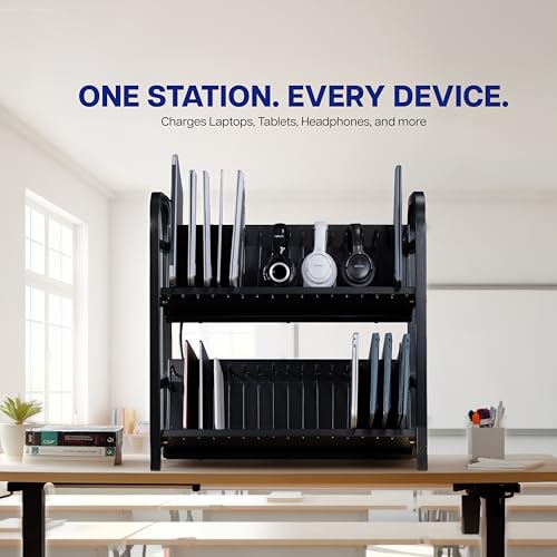 VIVO 32-Bay Laptop and Tablet Open Charging Station, Multi Device Charging Organizer, Chromebook Charging Station for Classroom, Devices up to 14 inches, Black, STAND-LAPC32 - size: 32-Bay