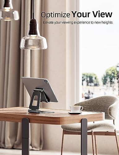 Nulaxy Dual Adjustable Foldable iPad Stand, Full Aluminum, Stable Support | Desktop Tablet Holder, Tablet Accessories for Office Kindle Compatible with All Mobile Devices, Ipads and Phones - color: A-Black