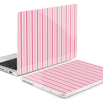 MEEgoodo Compatible with MacBook Pro 14 inch Case (M5/M4/M3/M2/M1) Pro/Max 2026 2025 2024 2023 2021,Case Fit Model A3427/A3426/A3434/A3112/A3401/A3185/A2918/A2992/A2779/A2442, Light Pink&White Stripes - color: Light Pink&White Stripes
