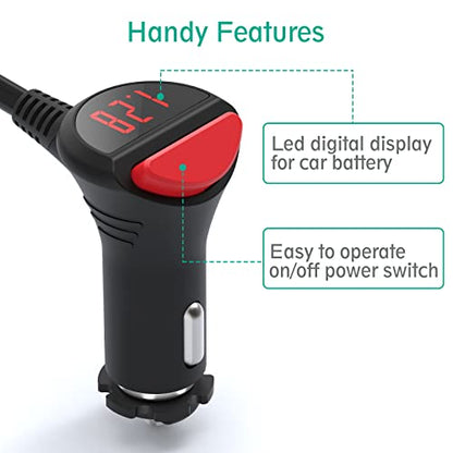 AUOPLUS 120W 3 Socket Cigarette Lighter Splitter Car Charger Adapter, LED Voltage Display Dual 4 USB Chargers(6.8A), Car Charger On/Off Switches 12V for iPhone iPad Samsung GPS Dashcam | LED Voltage Display Dual 4 USB Chargers(6.8A), Car Charger On/Off Sw
