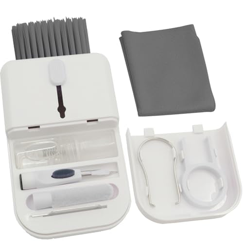 Laptop PC Gaming Keyboard Cleaning Kit Accessories for iPhone iPad MacBook Pro, Hatstart 11 in 1 Electronics Computer Phone Screen Cleaner Spray, Earbud Cleans Pen for Airpod, Tech Desk Gifts for Men - color: White