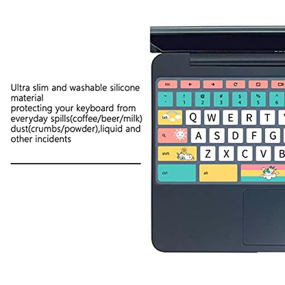 Keyboard Cover for Samsung Chromebook 4 3 XE310XBA XE500C13 XE501C13 11.6"/Chromebook 4 15.6" XE350XBA/Chromebook 2 XE500C12/Chromebook Plus V2 2-in-1 XE520QAB XE521QAB 12.2 inch,Cartoon Unicorn