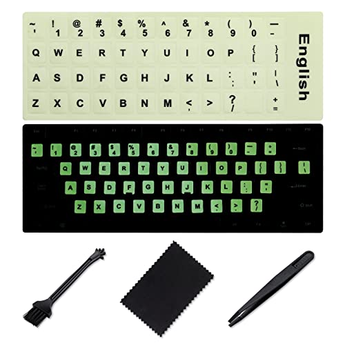 Glow in The Dark Keyboard Sticker [4 in 1], Luminous Replacement English Letter Keyboard for Laptop, Desktop & Notebook - color: Glow Letter