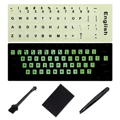 Glow in The Dark Keyboard Sticker [4 in 1], Luminous Replacement English Letter Keyboard for Laptop, Desktop & Notebook - color: Glow Letter