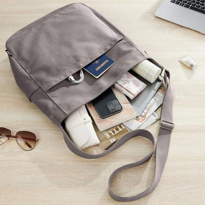 KALIDI Canvas Tote Bag Large Hobo Crossbody Shoulder Handbag Zipper Messenger Bag for Women or Men Casual College Work - color: *Grey