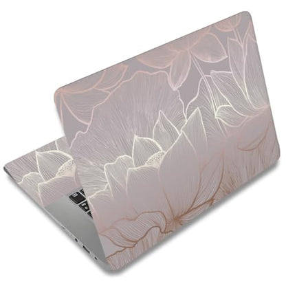 SUPERDANT Laptop Skin Sticker Lines Lotus Laptop Notebook Decals Flowers | Personalized Universal Computer Wrap Vinyl Skin Stickers Cover Art Decal Removable 12-15.6 Inch Scratch-Resistant Gifts