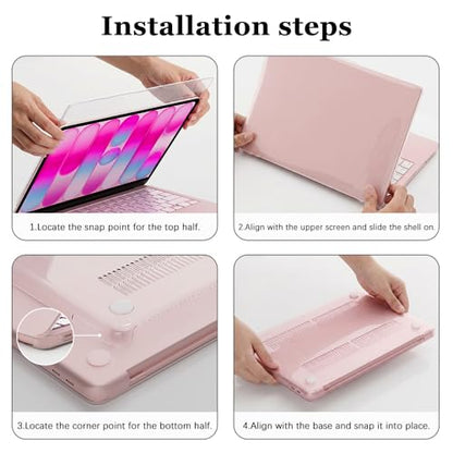 ProElife 3-in-1 for MacBook Neo, Clear Hard Shell, Sleeve & Keyboard Cover | Pink Laptop Case, Clear Keyboard Skin, Heat Dissipation, Precision Fit, Water-Resistant & Reusable, Complete Accessory Kit - color: Clear+Pink