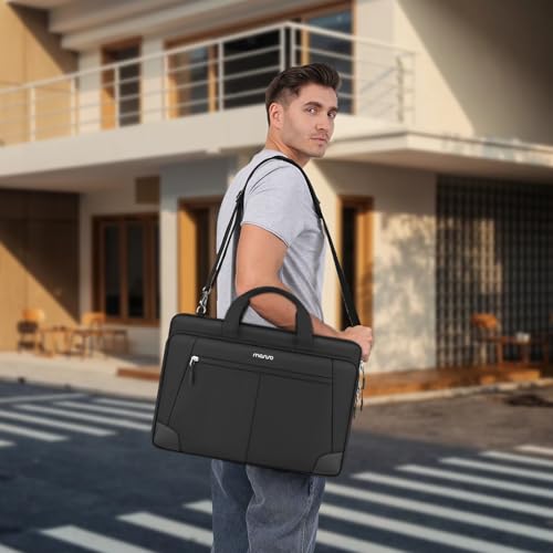 MOSISO Laptop Bag for Men 15.6 inch, 15-16 inch Large Computer Bag with Trolley Sleeve Compatible with MacBook Pro 16 inch/Air 15 inch, HP Dell Lenovo Acer Asus with Shoulder Strap & Handle, Black