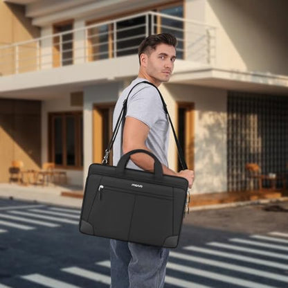 MOSISO Laptop Bag for Men 15.6 inch, 15-16 inch Large Computer Bag with Trolley Sleeve Compatible with MacBook Pro 16 inch/Air 15 inch, HP Dell Lenovo Acer Asus with Shoulder Strap & Handle, Black