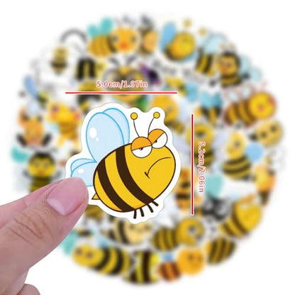 60PCS Cute Bee Stickers, Funny Bees Animal Stickers, Aesthetic Sticker for Water Bottles Laptop for Kids Teens Adults (Little Bee) - color: Little Bee