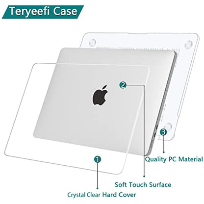 Teryeefi MacBook Air 13.6 Inch Case M5 2022 2023 2024 2025 2026 Model: A2681/A3113/A3240/A3449, Hard Shell Cover & Keyboard Cover & USB 3.0 Adapter for New MacBook Air 13 M4 M3 M2, Crystal Clear - color: Crystal Clear