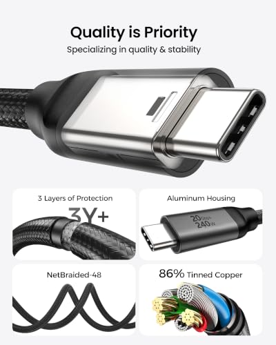Silkland USB C Monitor Display Cable 5FT [4K@144Hz/60Hz 8K@30Hz], USB C 3.2 Gen 2x2 Video Cable, 20Gbps Data Transfer, 240W PD Fast Charge, Compatible with iPhone 17, MacBook Pro, iPad - size: 5 Feet