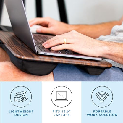 LAPGEAR Home Office Lap Desk – Espresso Woodgrain, Fits 15.6” Laptops - color: Espresso Woodgrain, size: Home Office W/Device Ledge