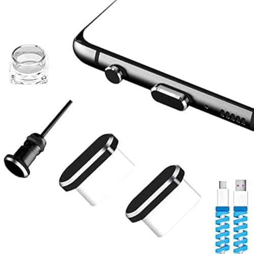 USB C Dust Plugs Charging Port Cover Caps, 2 PCS (Black) | Cable Protectors Included, Compatible with iPhone 17 16 15 Pro Max - color: Black