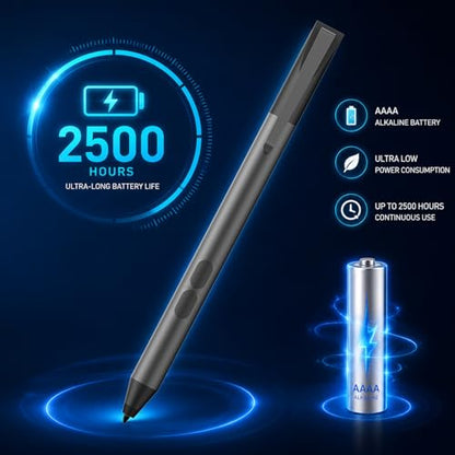 Pen for Surface Pro 11/10/9/8/X, Surface Laptop/Book/Go/Studio, Kobo | Palm Rejection, 1024 Pressure, 2500H Battery Life Active Stylus Pencil for Student Note-Taking & Artist Business Drawing - color: Black