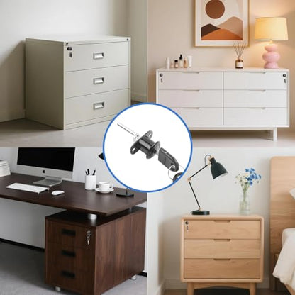 HOWDIA 2 Pcs - Drawer Lock Cabinet Locks with Keys, Zinc Alloy Desk Locks File Cabinet Lock for Wardrobe Furniture Locker Showcase with 2 Key 19mm (Black, Keyed Different) - size: 19mm - Keyed Different